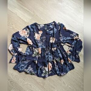 Maurices Babydoll Quarter-sleeve Floral Top